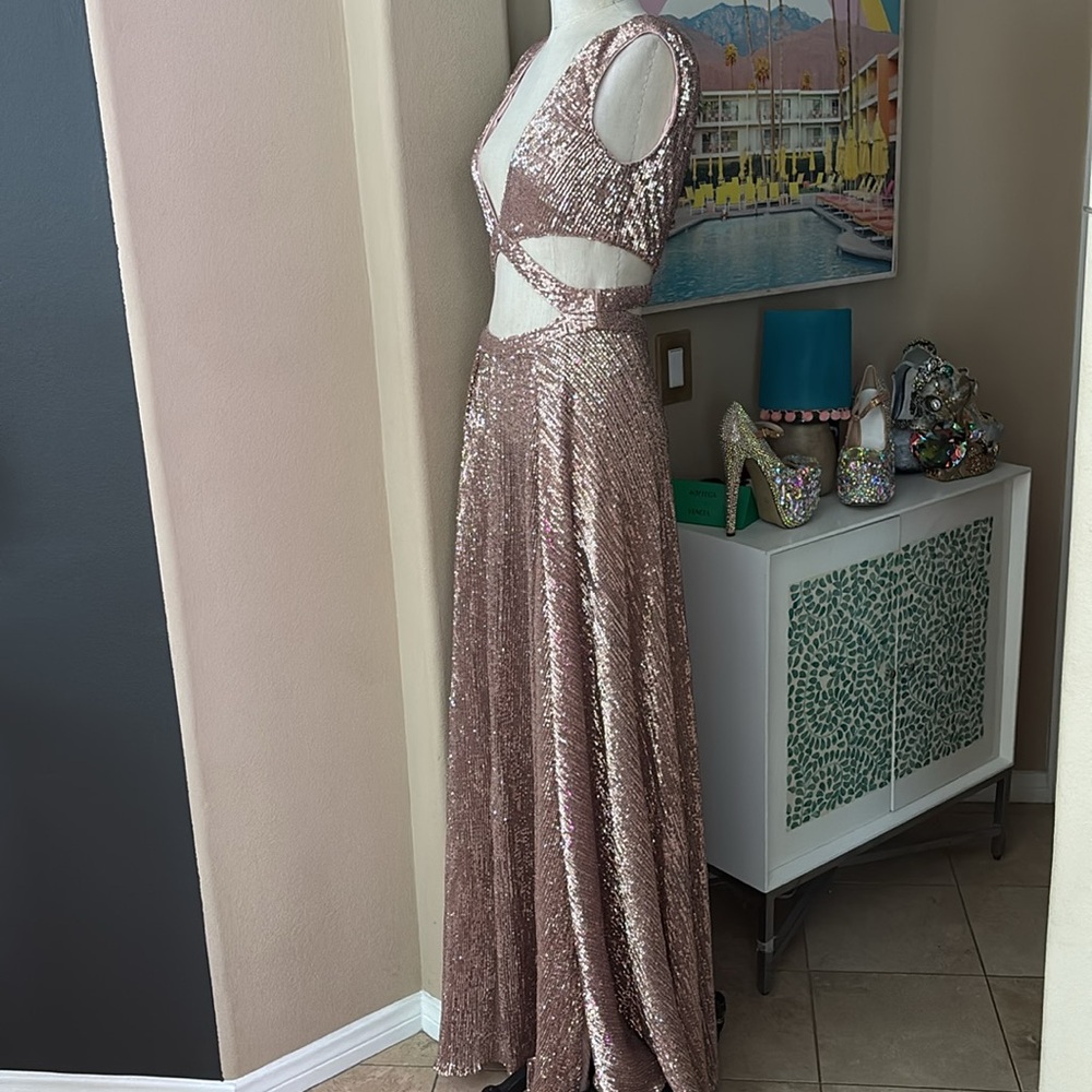 ABYSS by Abby Sequin Cut Out Dress w/double front slits -Never worn - Picture 9 of 13
